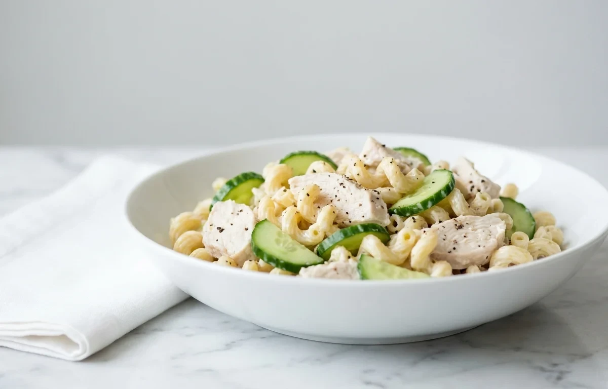 Chicken Pasta Salad with Cucumber and Herbs