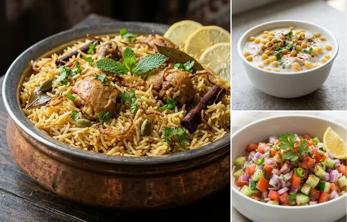 Chicken Pulao with Boondi Raita