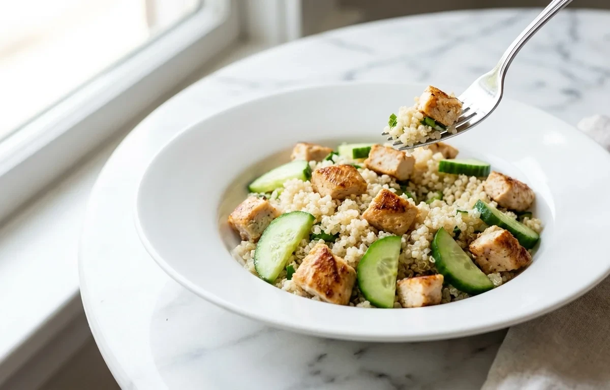 Chicken Quinoa Salad with Vegetables and Feta