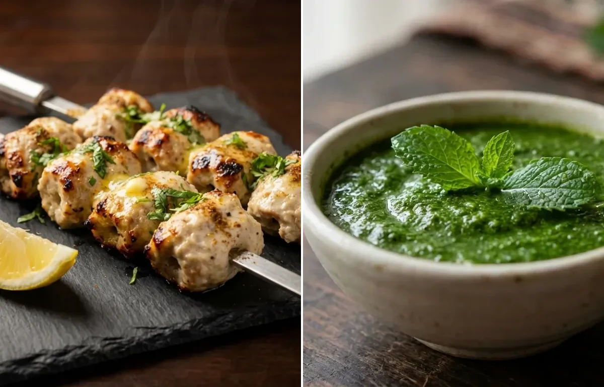 Chicken Reshmi Kebab with Mint Chutney