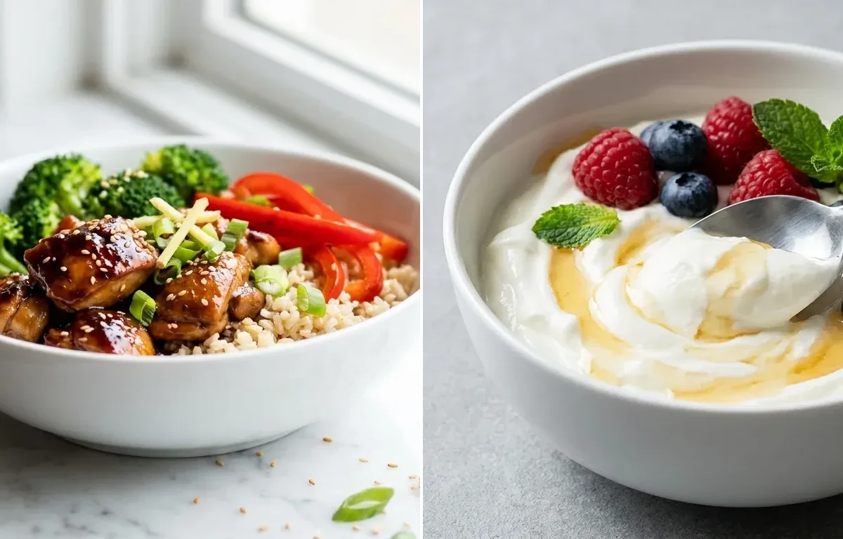 Chicken Rice Bowl with Vegetables with Greek Yogurt