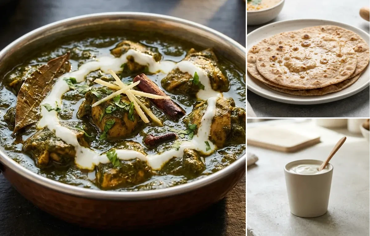 Chicken Saag with No-Salt Whole Wheat Roti and Plain Yogurt Cup