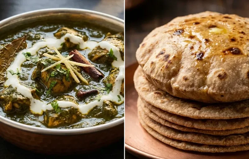 Chicken Saag with Whole Wheat Roti