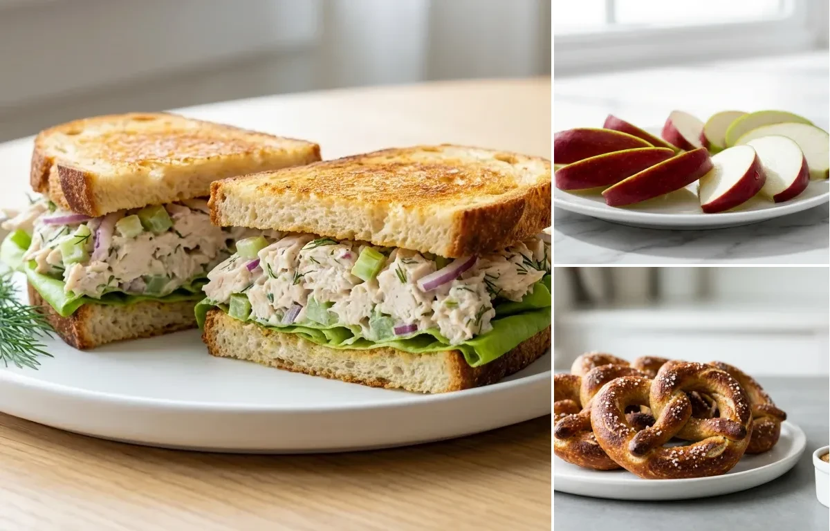 Chicken Salad Sandwich with Whole Grain Pretzels