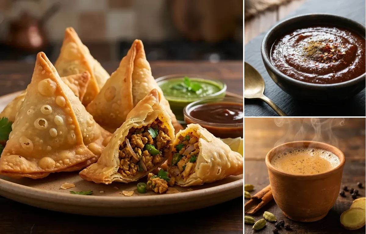 Chicken Samosa with Tamarind Chutney