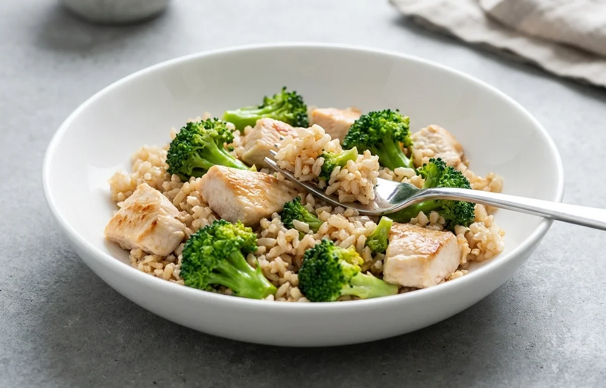 Chicken Stir Fry over Steamed White Rice