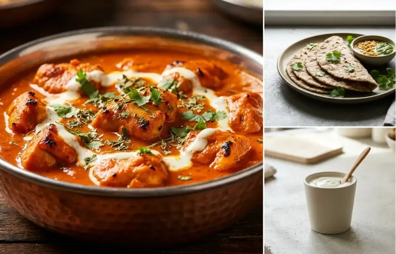 Chicken Tikka Masala with Vegan Jowar Roti and Plain Yogurt Cup