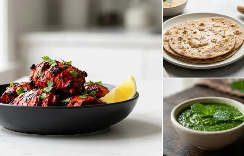 Chicken Tikka + Mint Chutney + Roti