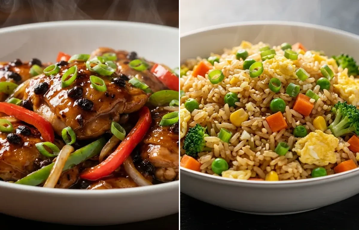Chicken with Black Bean Sauce with Vegetable Fried Rice