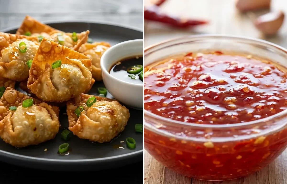 Chicken Wontons with Sweet Chili Sauce