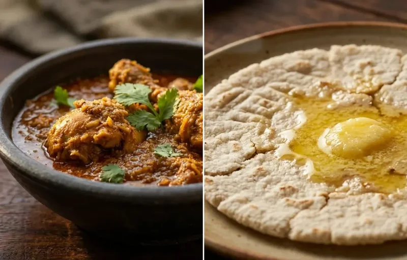 Chicken Xacuti with Jowar Bhakri