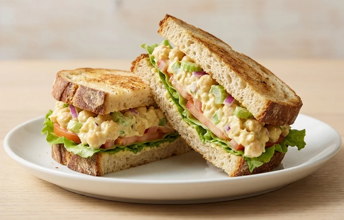 Chickpea Salad Sandwich with Carrot Cucumber Salad