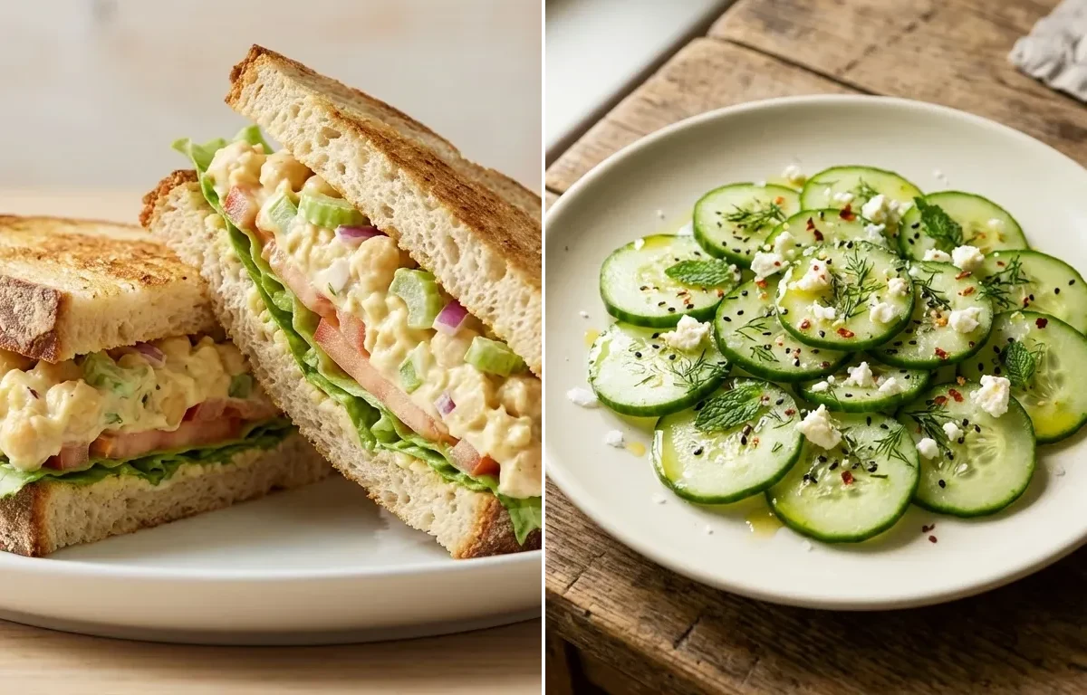 Chickpea Salad Sandwich with Fresh Cucumber Slices