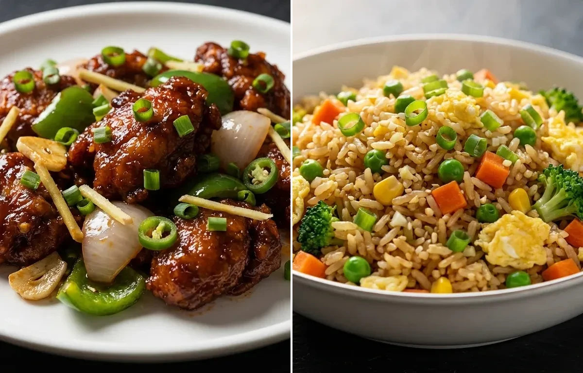Chilli Chicken Dry with Vegetable Fried Rice