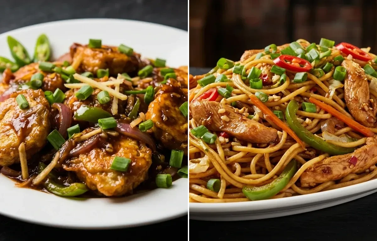 Chilli Egg Dry with Chicken Hakka Noodles