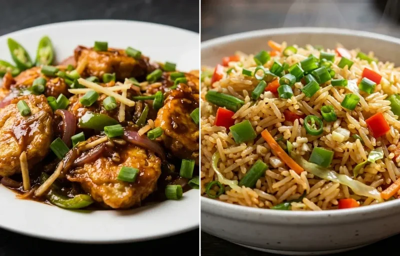Chilli Egg Dry with Veg Fried Rice