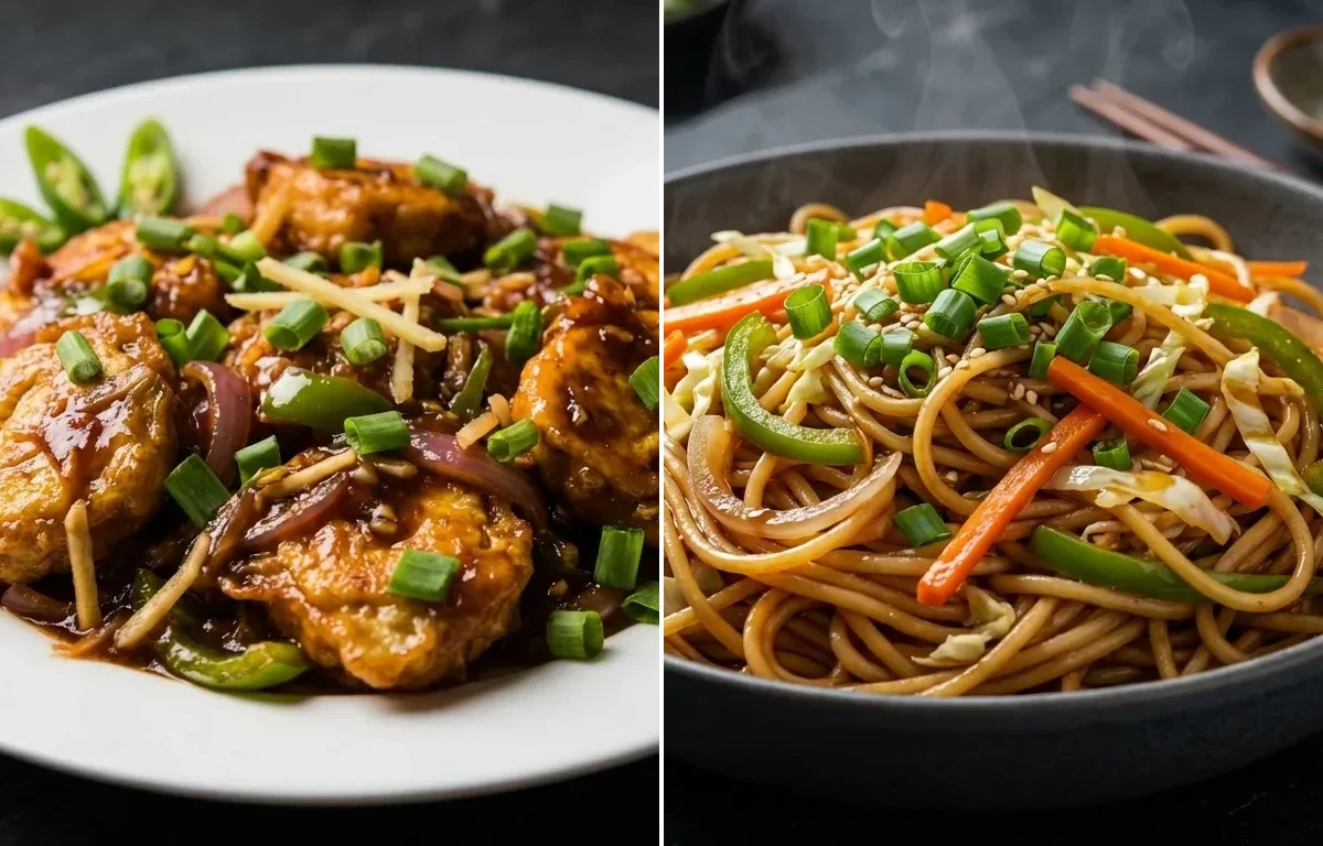 Chilli Egg Dry with Vegetable Hakka Noodles