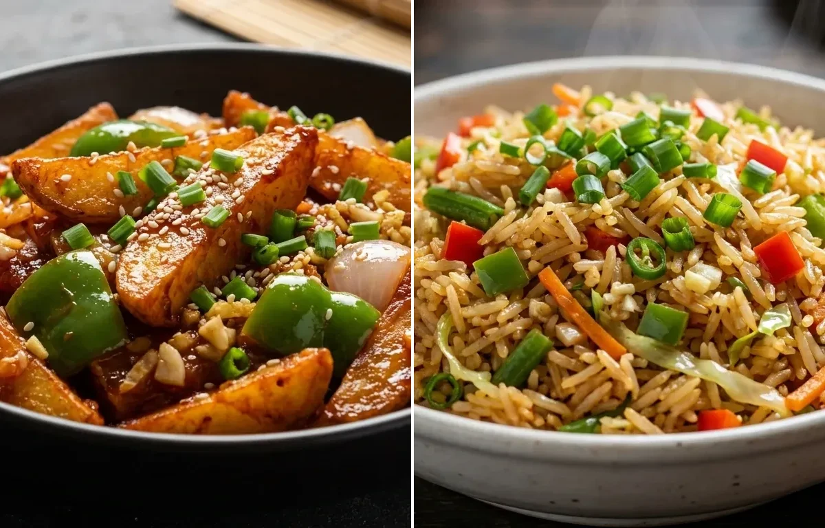 Chilli Potato with Veg Fried Rice