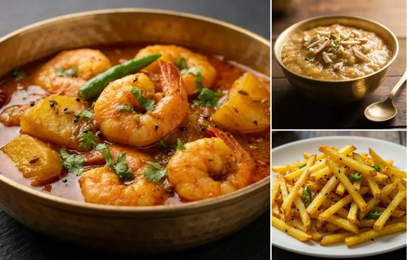 Chingudi Jhola with Bihari Arna and Aloo Bhaja
