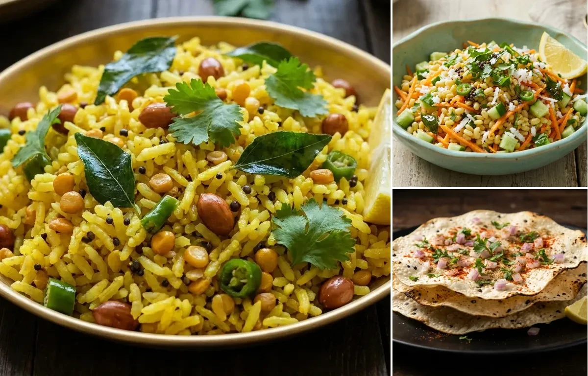 Chitranna with Moong Dal Kosambari and Urad Dal Papad