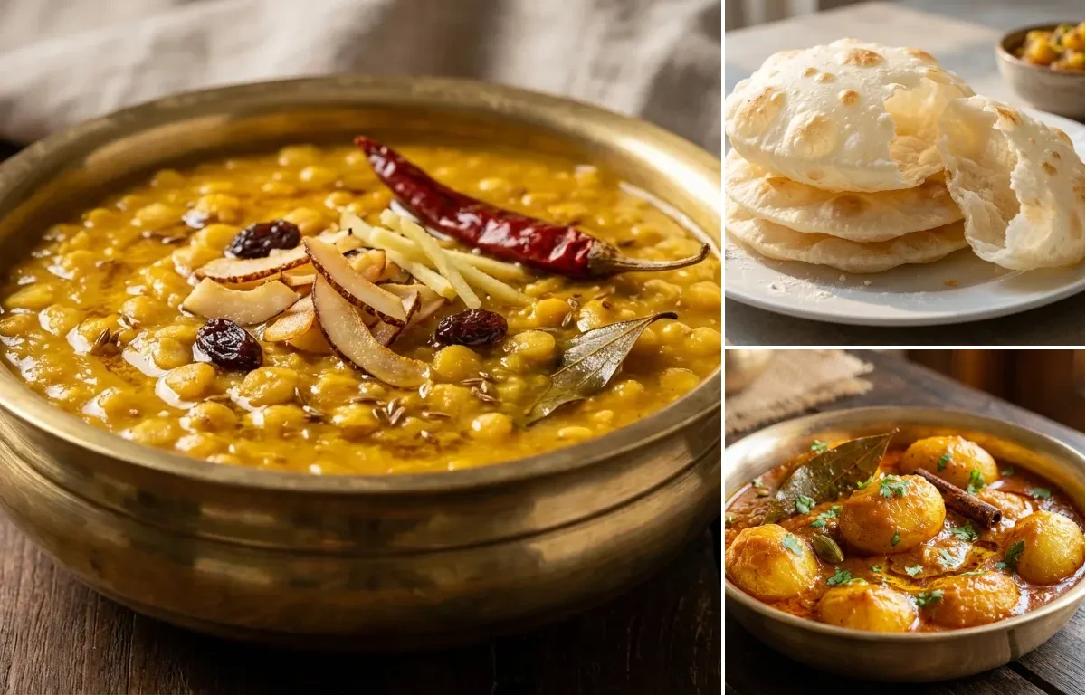 Cholar Dal with Bengali Luchi and Bengali Aloor Dum