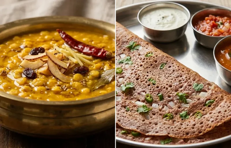 Cholar Dal with Ragi Dosa