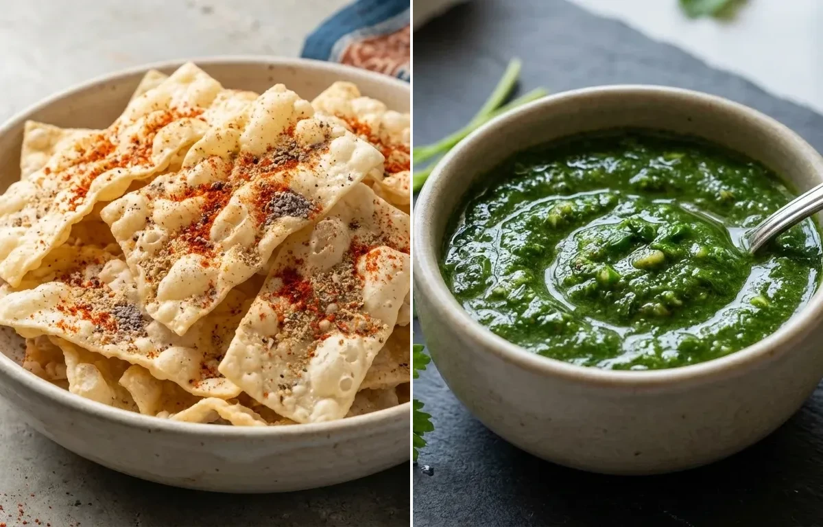 Chorafali with Coriander Mint Chutney
