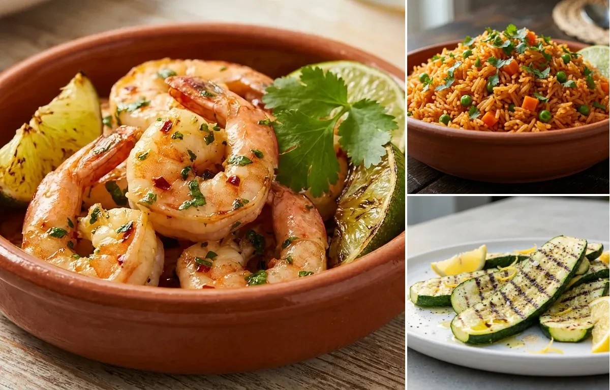 Cilantro Lime Shrimp with Mexican Rice and Grilled Zucchini