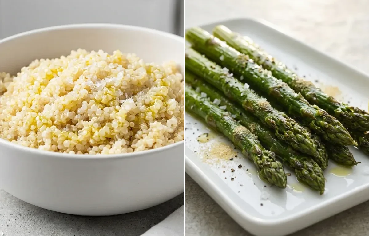 Citrus and Pepper Baked Chicken Breast with Quinoa and Roasted Asparagus