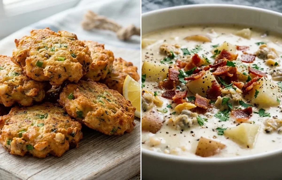 Clam Cakes with Clam Chowder