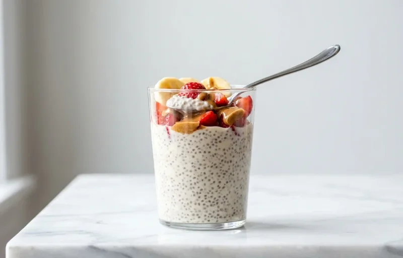Coconut Milk Chia Pudding with Banana and Berries