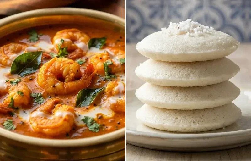 Coconut Prawn Curry with Goan Sanna