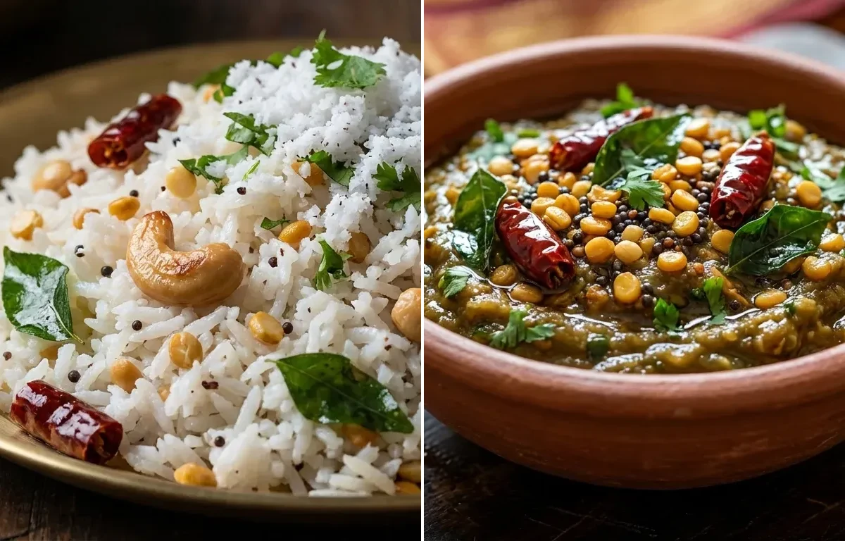 Coconut Rice with Vankaya Pachadi