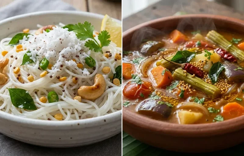 Coconut Sevai with Vegetable Sambar