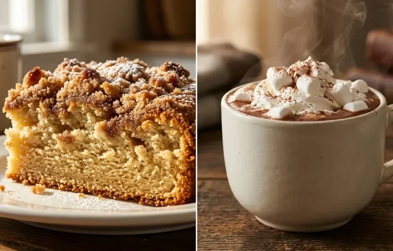 Coffee Cake with Hot Chocolate