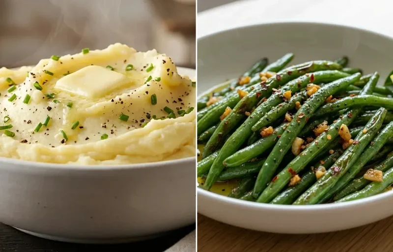 Coq au Vin with Garlic Mashed Potatoes and Sauteed Green Beans