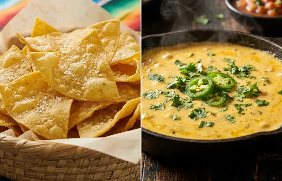 Corn Chips with Green Chile Queso Dip