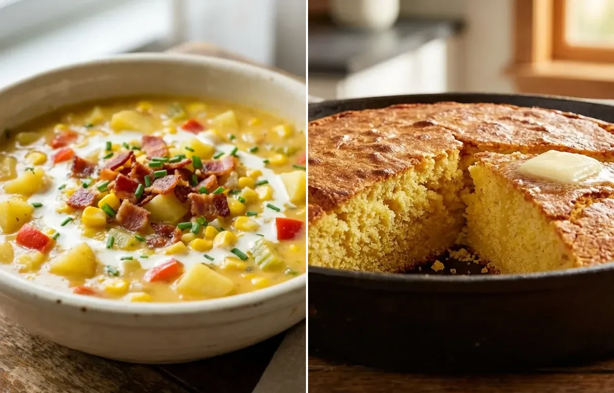 Corn Chowder with Bacon with Cornbread