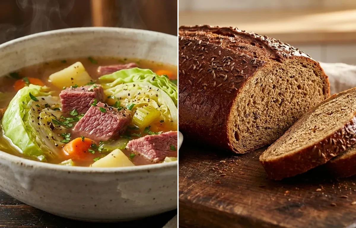 Corned Beef and Cabbage Soup with Rye Bread