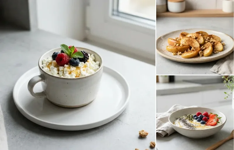 Cottage Cheese Cup with Apple With Cinnamon and Yogurt With Seeds & Berries