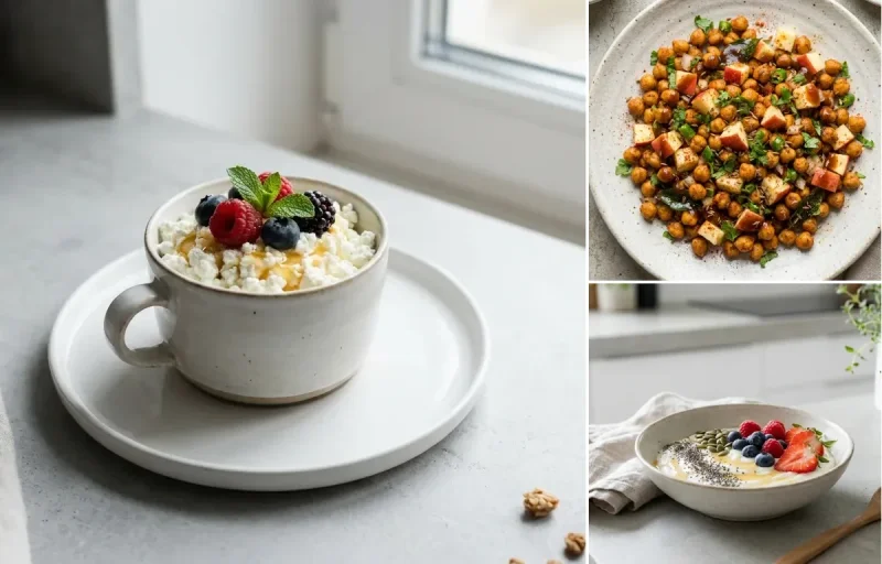 Cottage Cheese Cup with Roasted Chana With Apple and Yogurt With Seeds & Berries