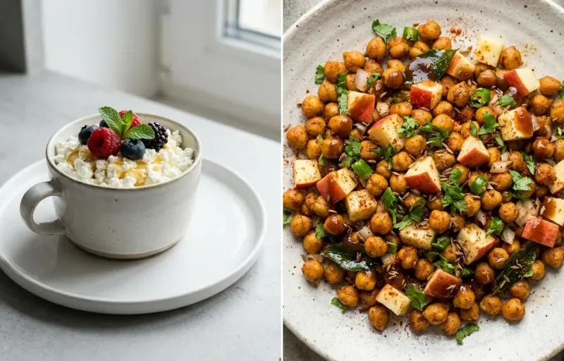 Cottage Cheese Cup with Trail Mix and Roasted Chana With Apple