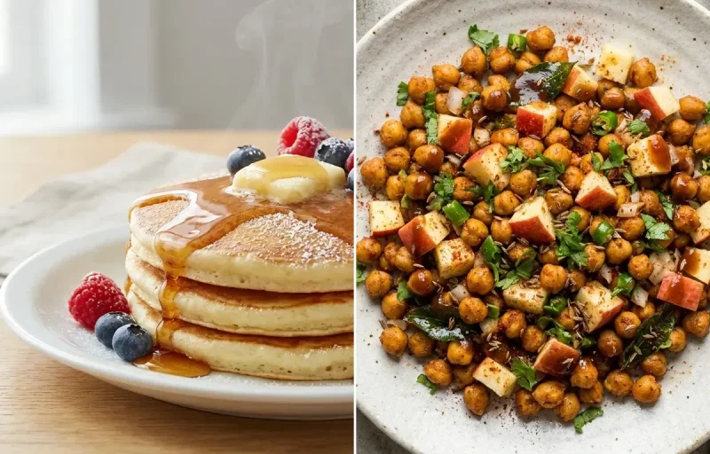 Cottage Cheese Pancakes with Roasted Chana With Apple and Pumpkin Seeds Small Portion