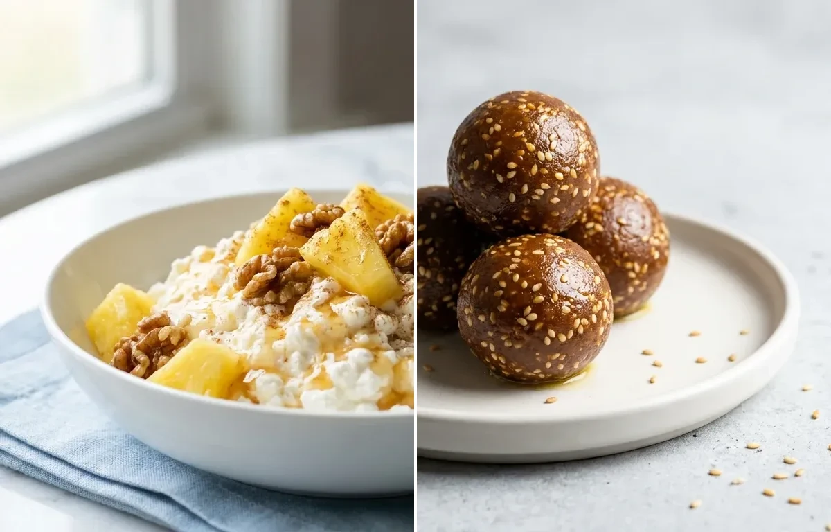 Cottage Cheese with Pineapple Walnuts and Hemp Pregnancy + supplement + iron