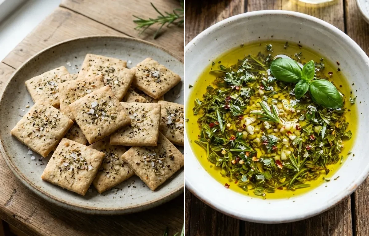 Crackers with Simple Olive Oil and Herb Dip