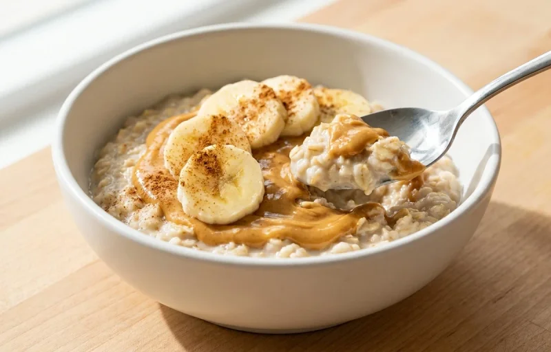 Creamy Oatmeal with Banana and Peanut Butter