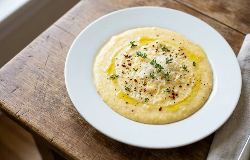 Creamy Polenta with Sautéed Chicken and Mushrooms