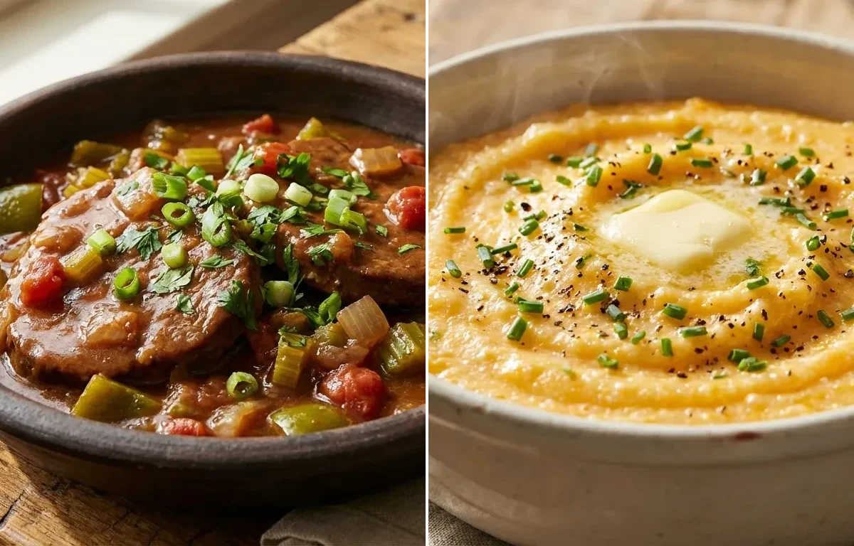 Creole Veal Grillades with Cheese Grits