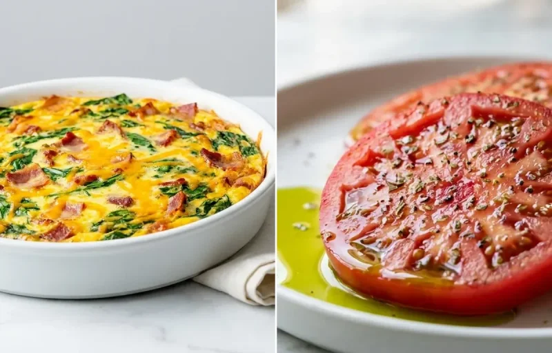 Crustless Quiche with Bacon Spinach and Cheddar