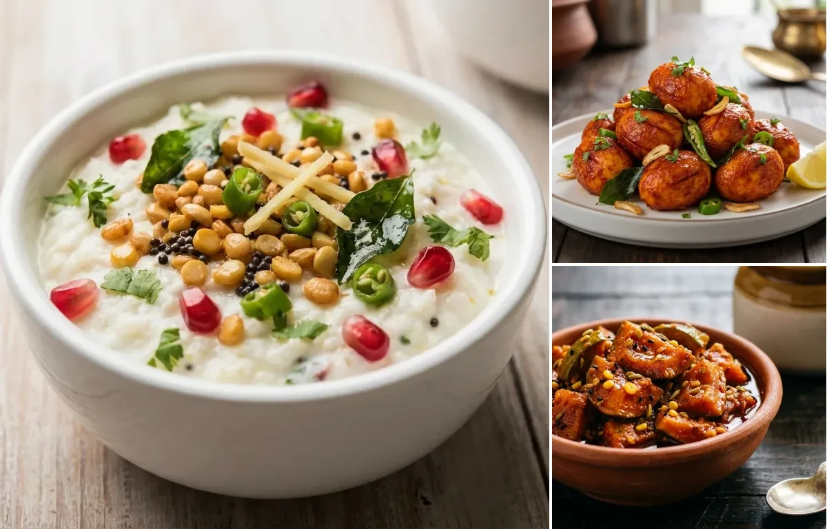 Curd Rice with Egg 65 and Mango Pickle